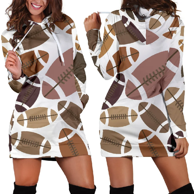 American Football Ball Pattern Women'S Hoodie Dress