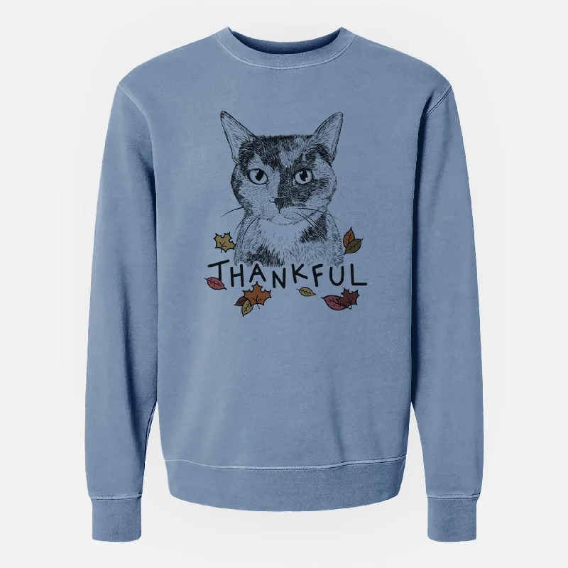 Thankful Spooky Kitty the Tortoiseshell Cat - Unisex Pigment Dyed Crew Sweatshirt