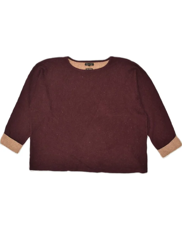 MASSIMO DUTTI Womens Crew Neck Jumper Sweater UK 14 Medium Burgundy Cotton