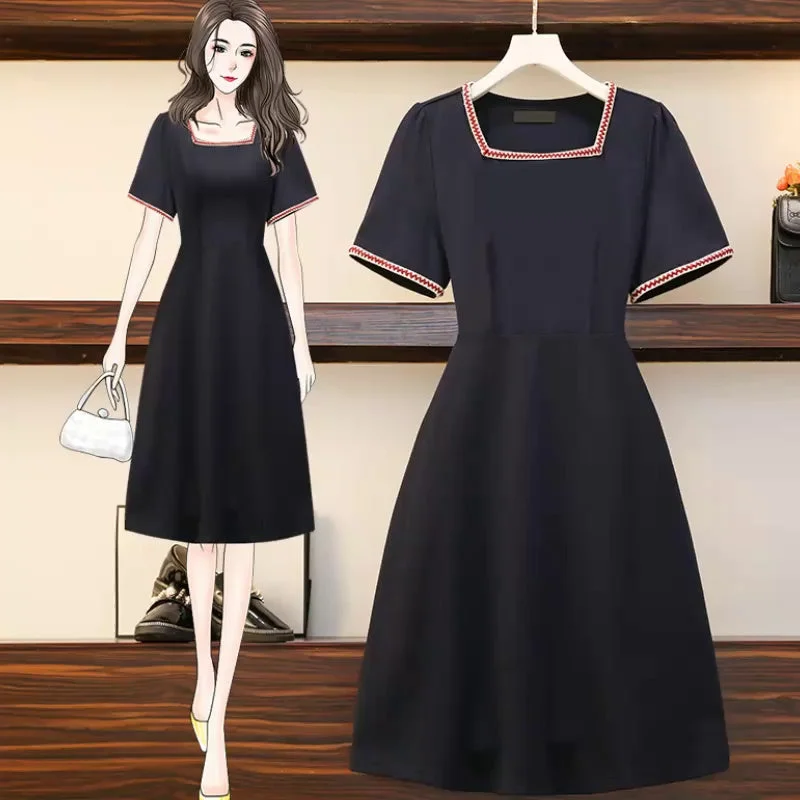 Plus size Korean square neck dress