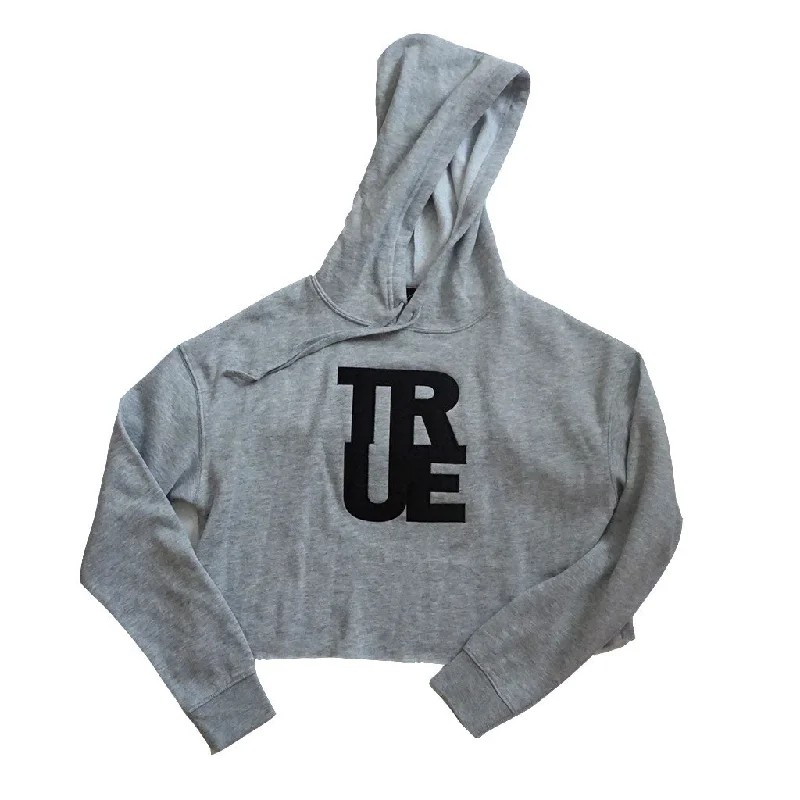 True Women's Logo Crop Hoodie Heather Grey/Black