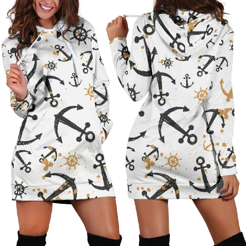 Anchors Rudders Pattern Women'S Hoodie Dress