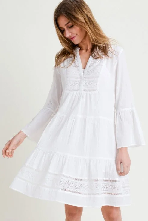 Tiered Dress with Ruffle Buttom