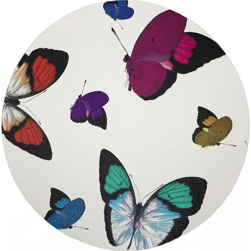 Butterflies Original 16 Round Pebble Placemats, Set Of 4