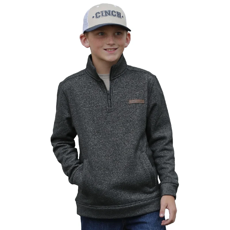 Cinch Boy's Black Heather 1/2 Zip Pullover MWK5140001