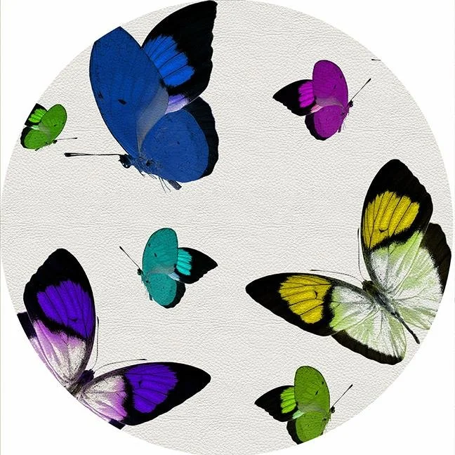 Butterflies Acid Blue 16" Round Pebble Placemat Set of 4