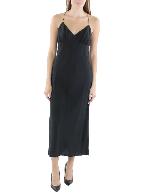 Womens Midi Solid Slip Dress