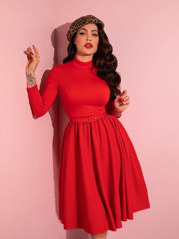 Bad Girl Swing Dress in Tomato Red - Vixen by Micheline Pitt