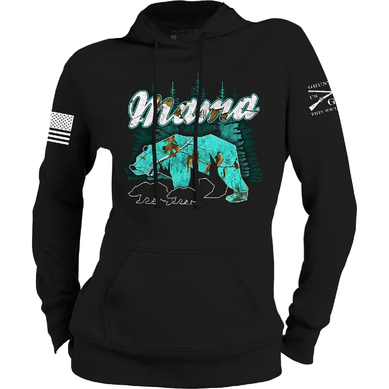 Grunt Style Women's Realtree Xtra Sea Glass Mama Bear Pullover Hoodie - Black