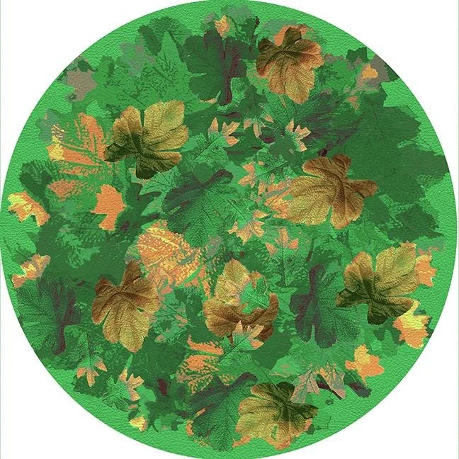 Fallen Leaves Green 16" Round Pebble Placemat Set of 4