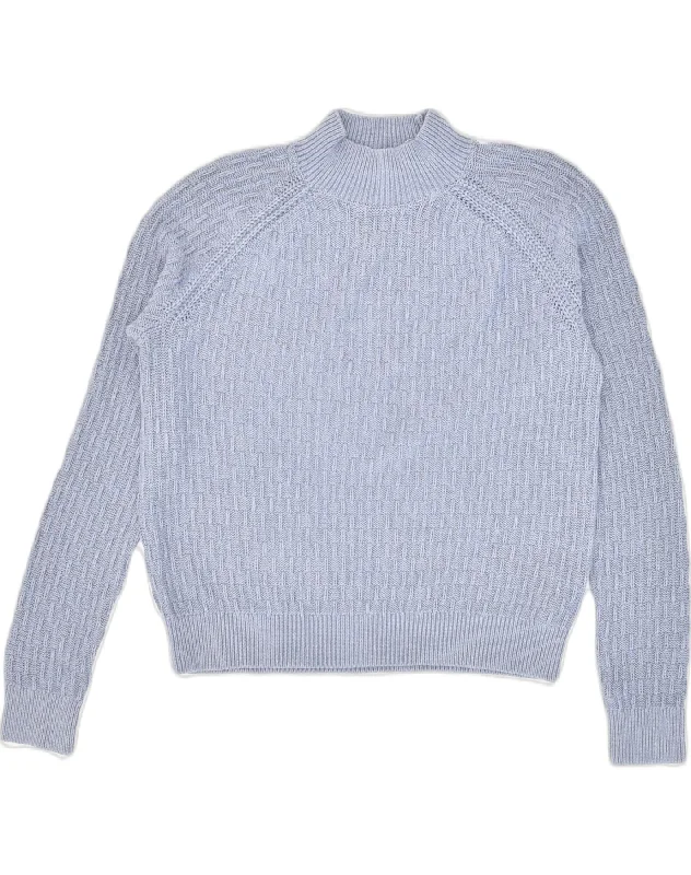 FAT FACE Womens Turtle Neck Jumper Sweater UK 10 Small  Blue Cotton