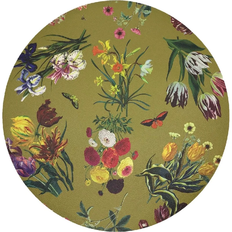 Flora Fauna Acid 16" Round Pebble Placemat, Set Of 4