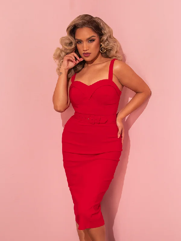 Maneater Wiggle Dress in Red - Vixen by Micheline Pitt