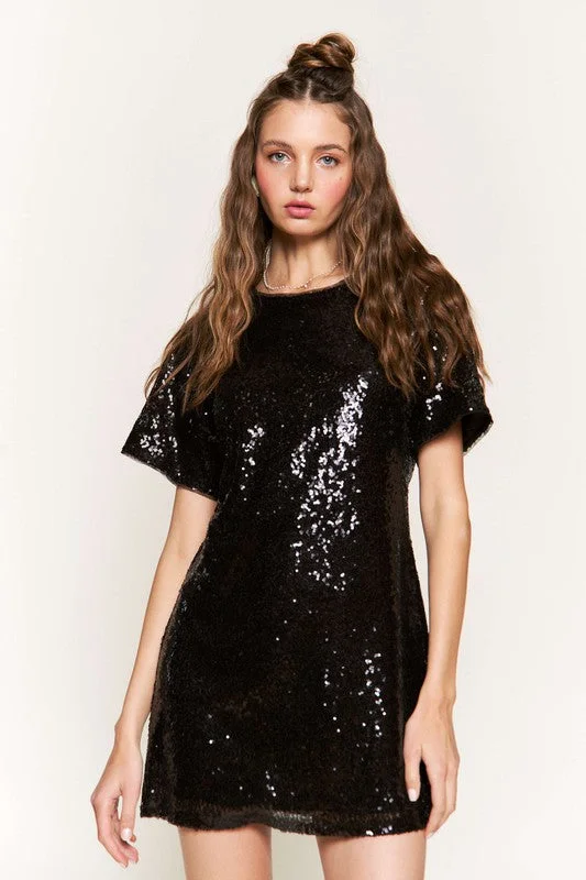 Sequin Mini Dress (Black)