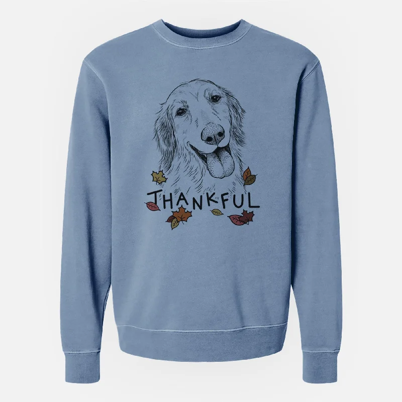 Thankful Shelby the Golden Retriever - Unisex Pigment Dyed Crew Sweatshirt