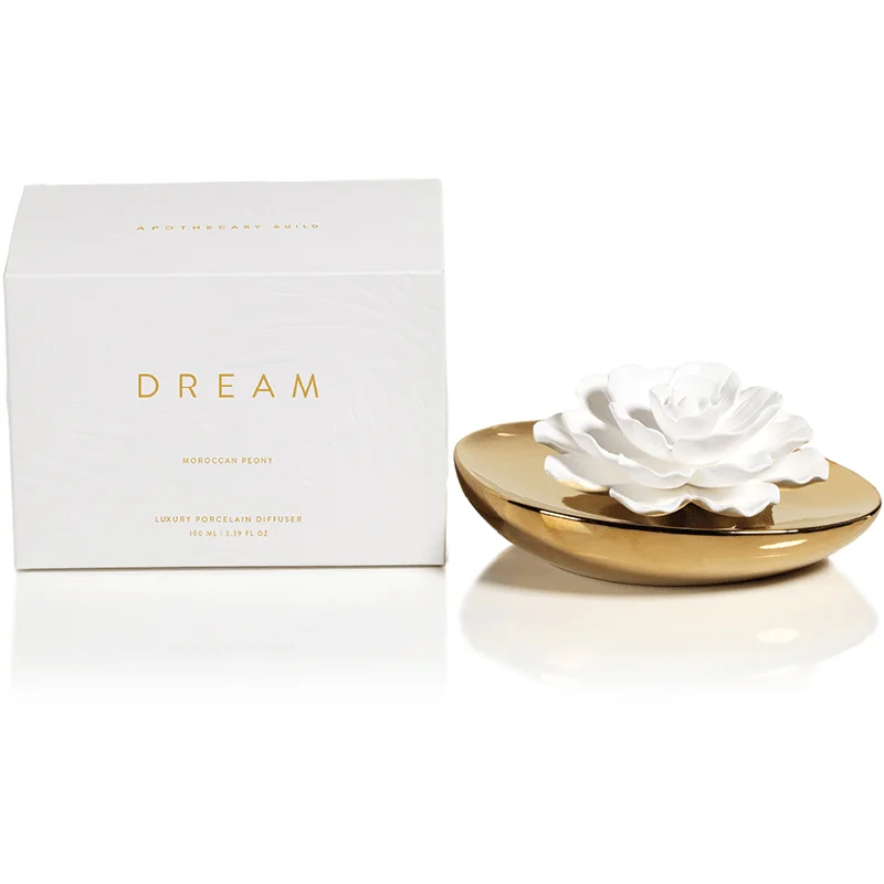 Dream Porcelain Flower Diffuser, Moroccan Peony Fragrance