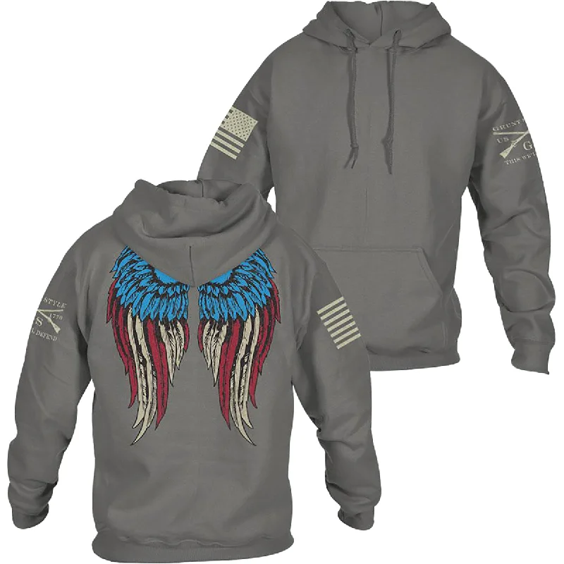 Grunt Style Women's Relaxed Fit Freedom Angel 2.0 Pullover Hoodie - Gray