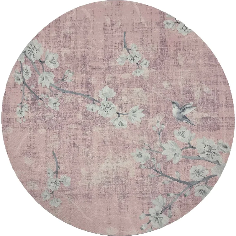 Blossom Fantasia Soft Pink 16 Round Pebble Placemats, Set Of 4