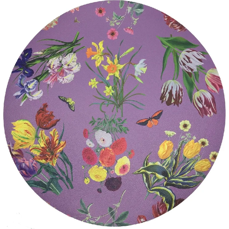 Flora Fauna Orchid 16" Round Pebble Placemat, Set Of 4