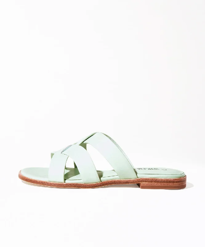 Marva Criss Cross Leather Slip-On Sandal  | Pistachio