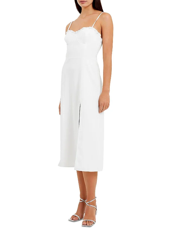 Womens Frilled Crepe Slip Dress