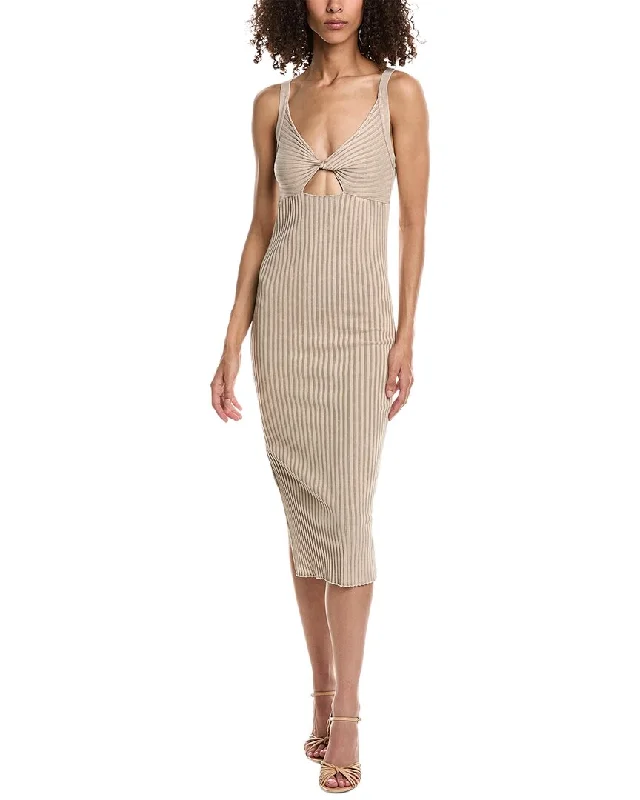 John Elliott Mineral Wash Ginza Rib Twist Midi Dress