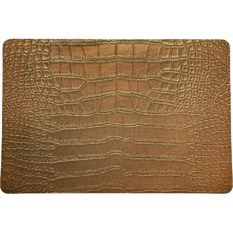 Crocodile Aves Gold 17.5 Rectangle Pebble Placemats, Set Of 4