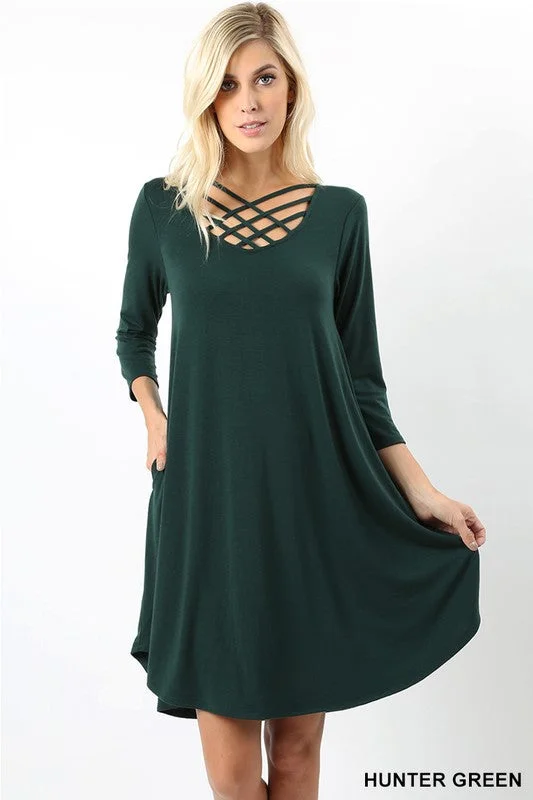 Tripple Lattice Dress (Hunter Green)