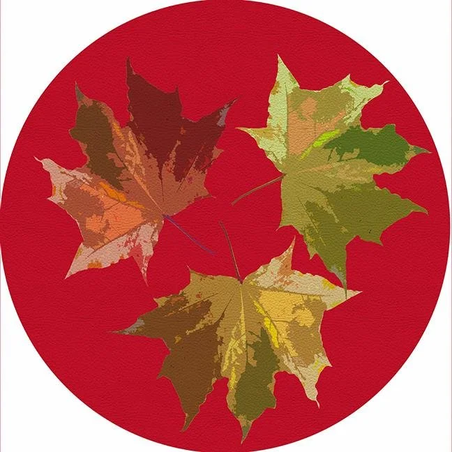 Autumn Leaves Red 16" Round Pebble Placemat Set of 4