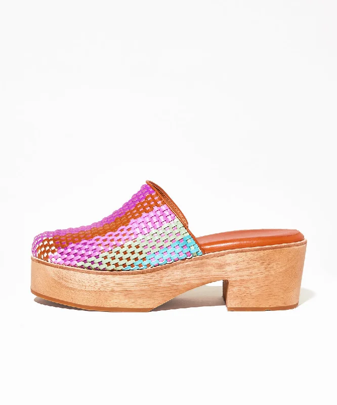 Martino Low Heel Wooden Clog Mule | Carnival Check