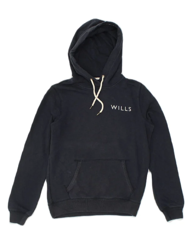 JACK WILLS Womens Classic Fit Graphic Hoodie Jumper UK 10 Small Navy Blue