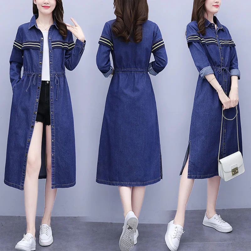 Plus Size Denim Midi Shirt Dress