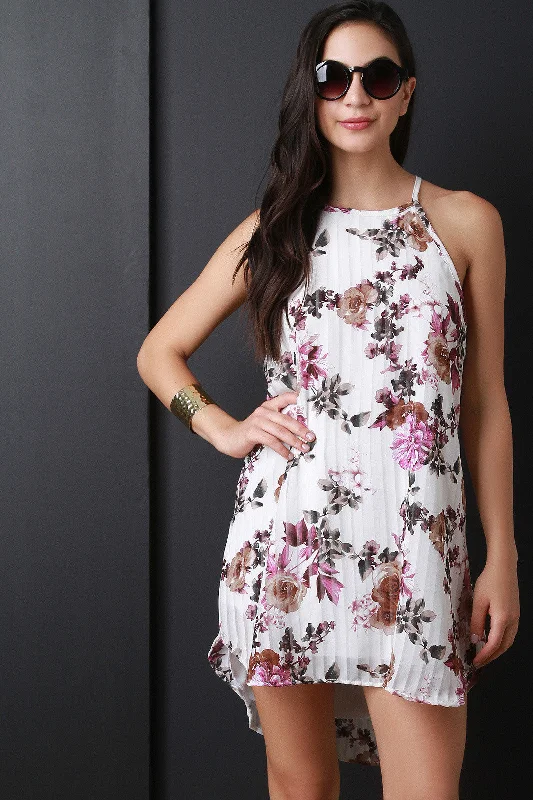 Floral Print Sleeveless Shift Dress