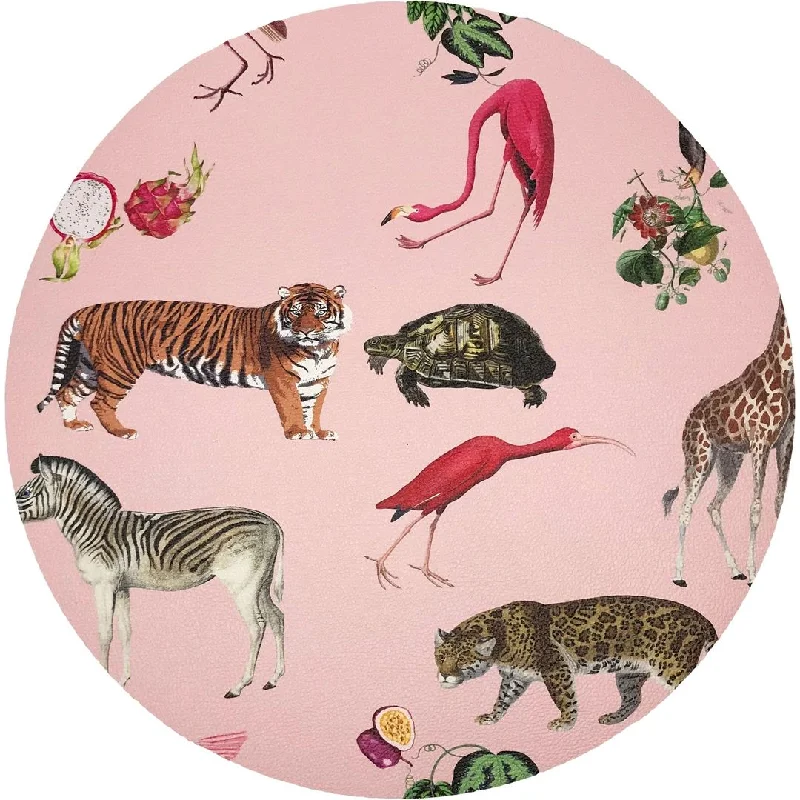 Exotix Flamingo 16" Round Pebble Placemat, Set Of 4