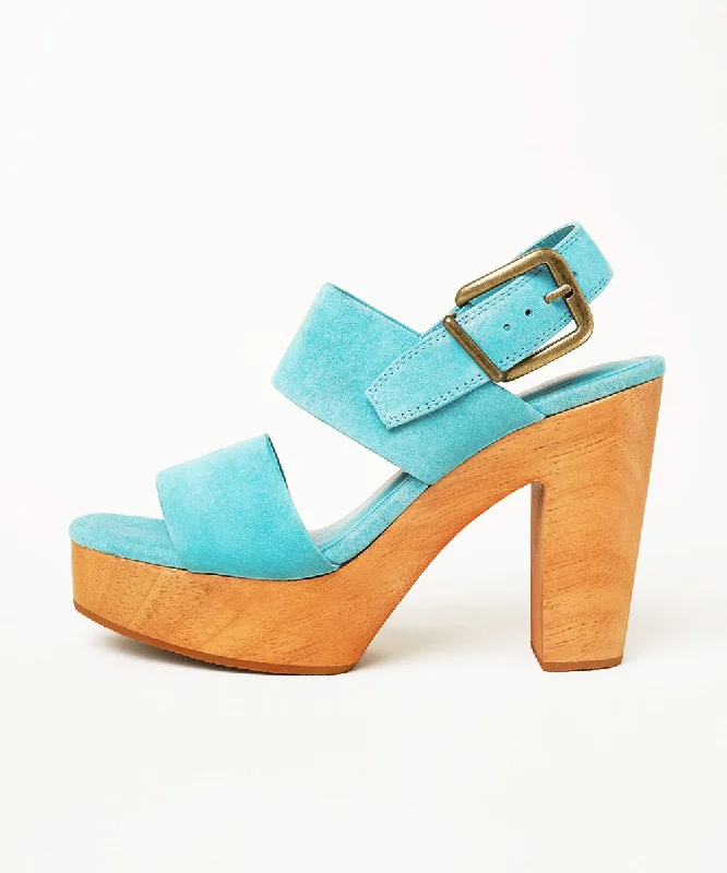 Carla Slingback Clog High Heel | Aqua