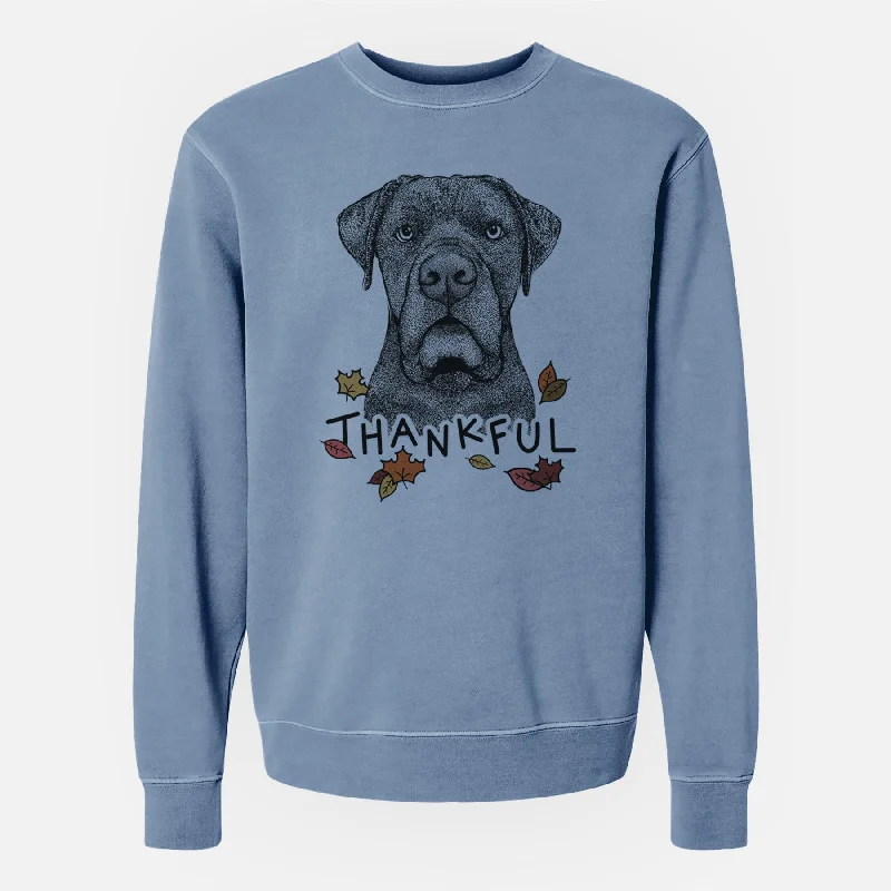 Thankful Rocco the Cane Corso - Unisex Pigment Dyed Crew Sweatshirt