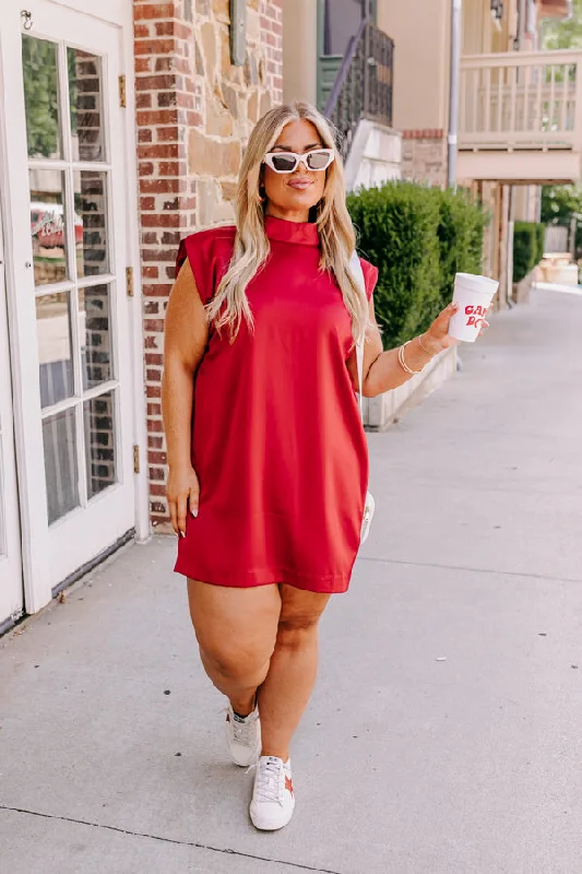 Sweet Charisma Satin Mini Dress in Crimson Curves