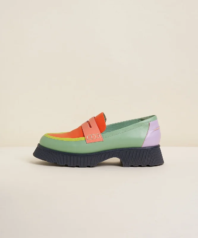 Adam Multi-Color Leather Platform Loafers | Solimar