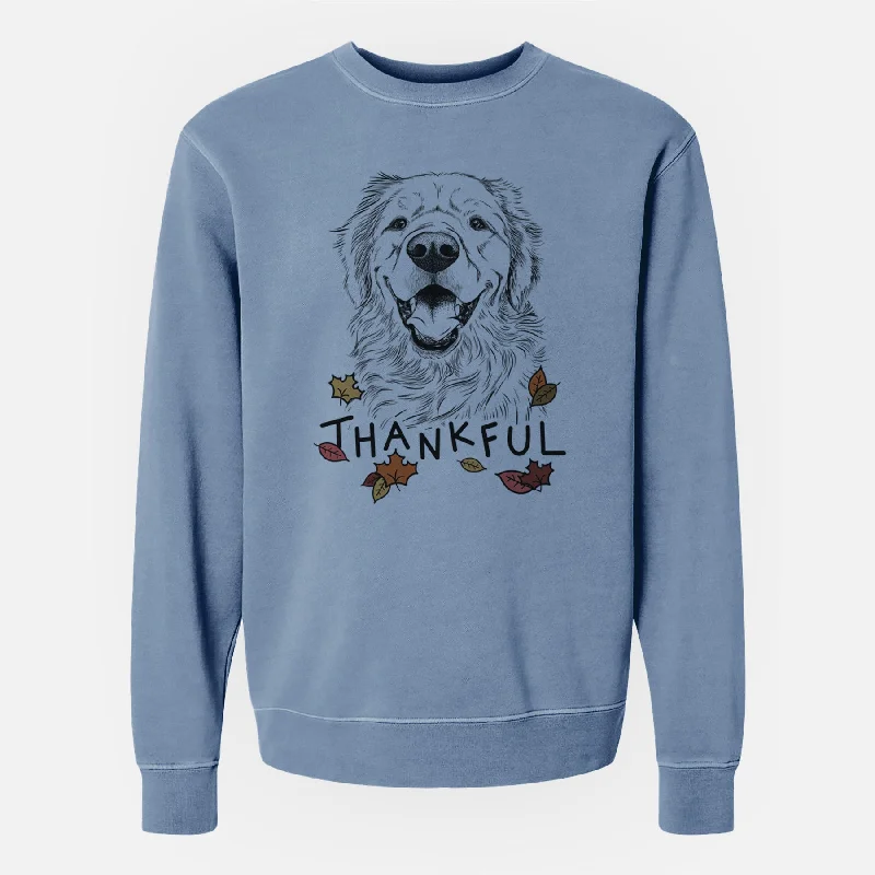 Thankful Roger the Golden Retriever - Unisex Pigment Dyed Crew Sweatshirt