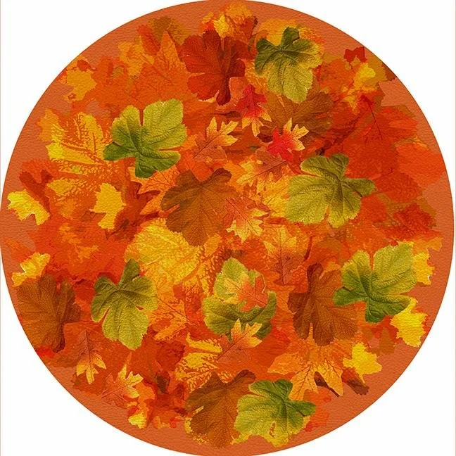 Fallen Leaves Orange 16" Round Pebble Placemat Set of 4