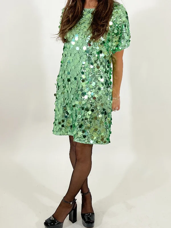 Brighten The Night Sequin Dress | Lime | FINAL SALE