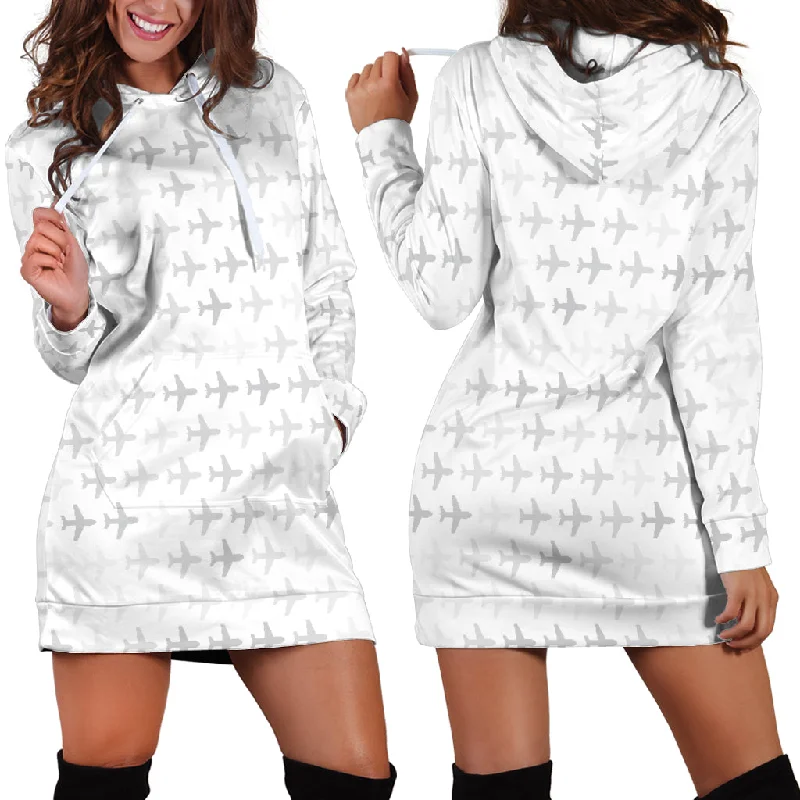 Airplane Print Pattern Women'S Hoodie Dress