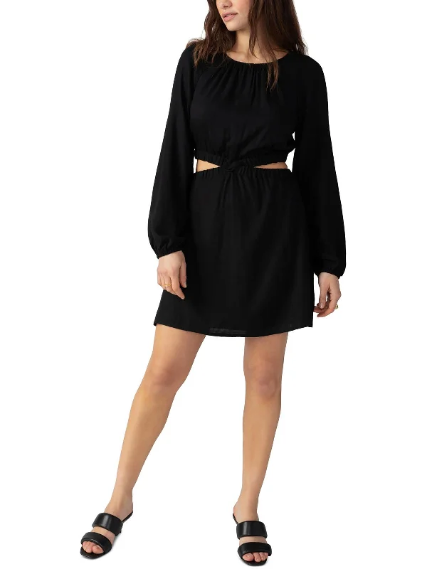 Womens Cut-Out Polyester Mini Dress