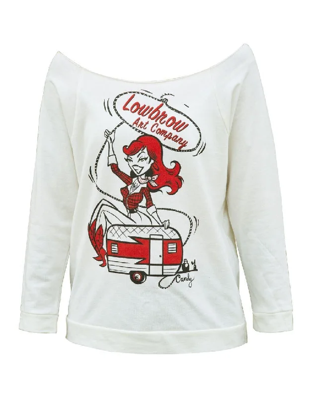 Candy Wild Cow Girl Up Scoop Neck Sweatshirt