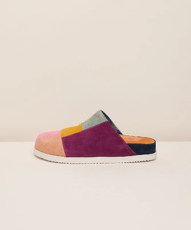 Sparkie Suede patchwork slide clogs | Nassau