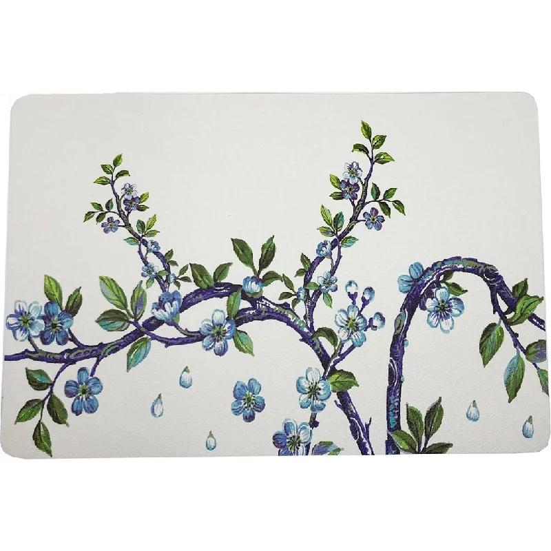 Cherry Blossom Blue 17.5 Rectangle Pebble Placemat, Set Of 4