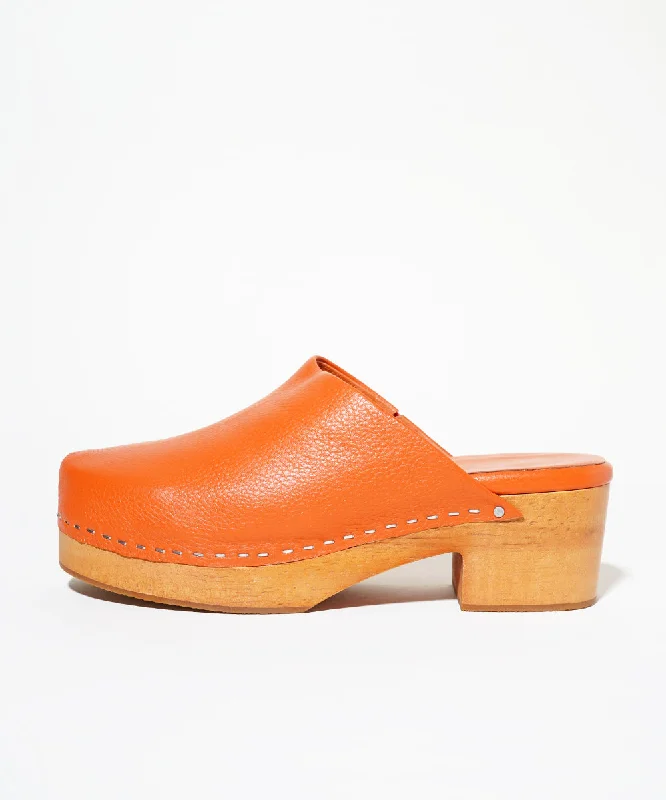 Martino Low Heel Wooden Clog | Orange Peel