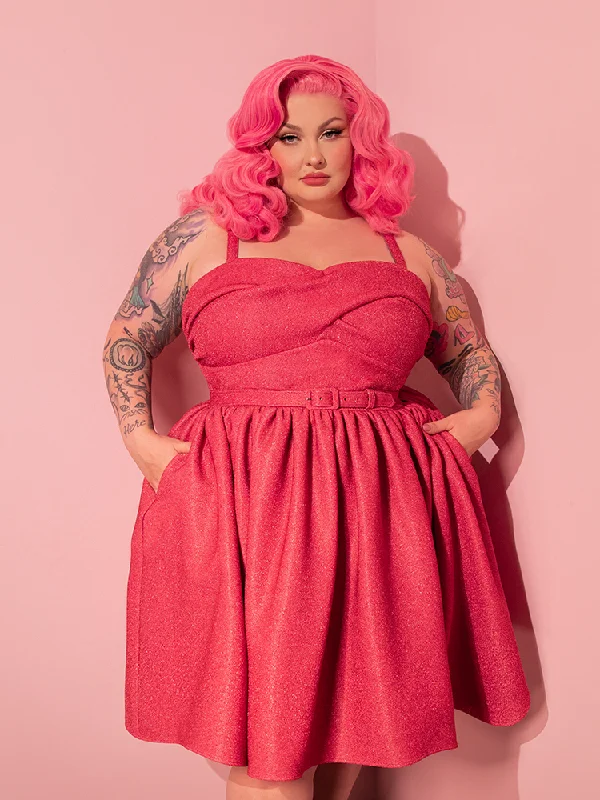 FINAL SALE - Jawbreaker Swing Dress in Candy Pink Lurex - Vixen by Micheline Pitt