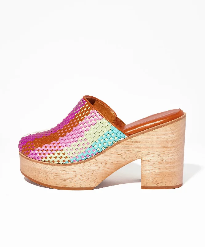 Marlo Low Heel Wooden Clog | Carnival Check