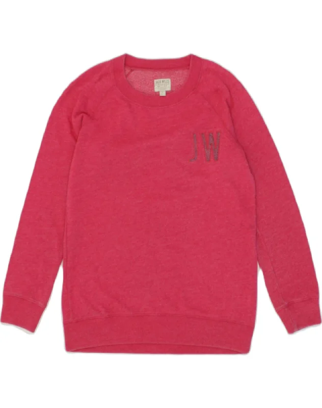 JACK WILLS Womens Oversized Sweatshirt Jumper UK 6 XS Pink Cotton